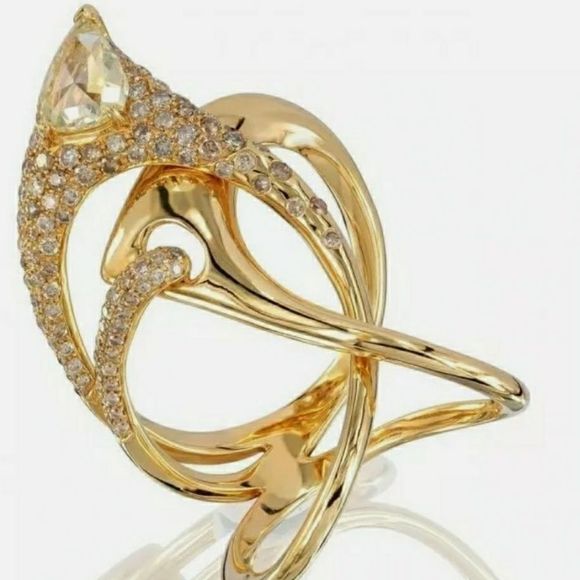 🎉HOST PIC🎉 FINAL PRICE DROP. 18k Yellow Gold Plated White Sapphire Ring - Picture 5 of 6